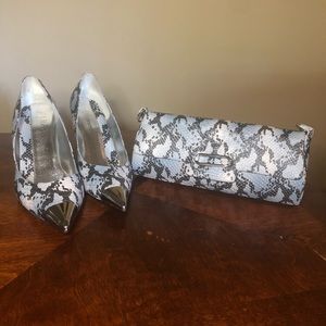 J.Renee Silver Reptile Set -Heels 13M and Handbag